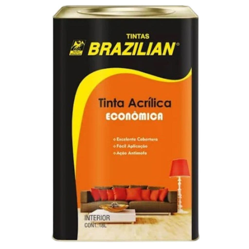 Tinta Acrílica Econômica Brazilian 18 Litros - Ação Antimofo e Fácil Aplicação