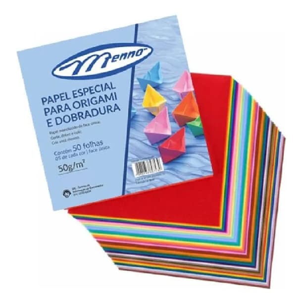 Papel para Dobradura e Origami Coloridos Menno 10X10 Kit Com 50 - 150 ou 250 Folhas