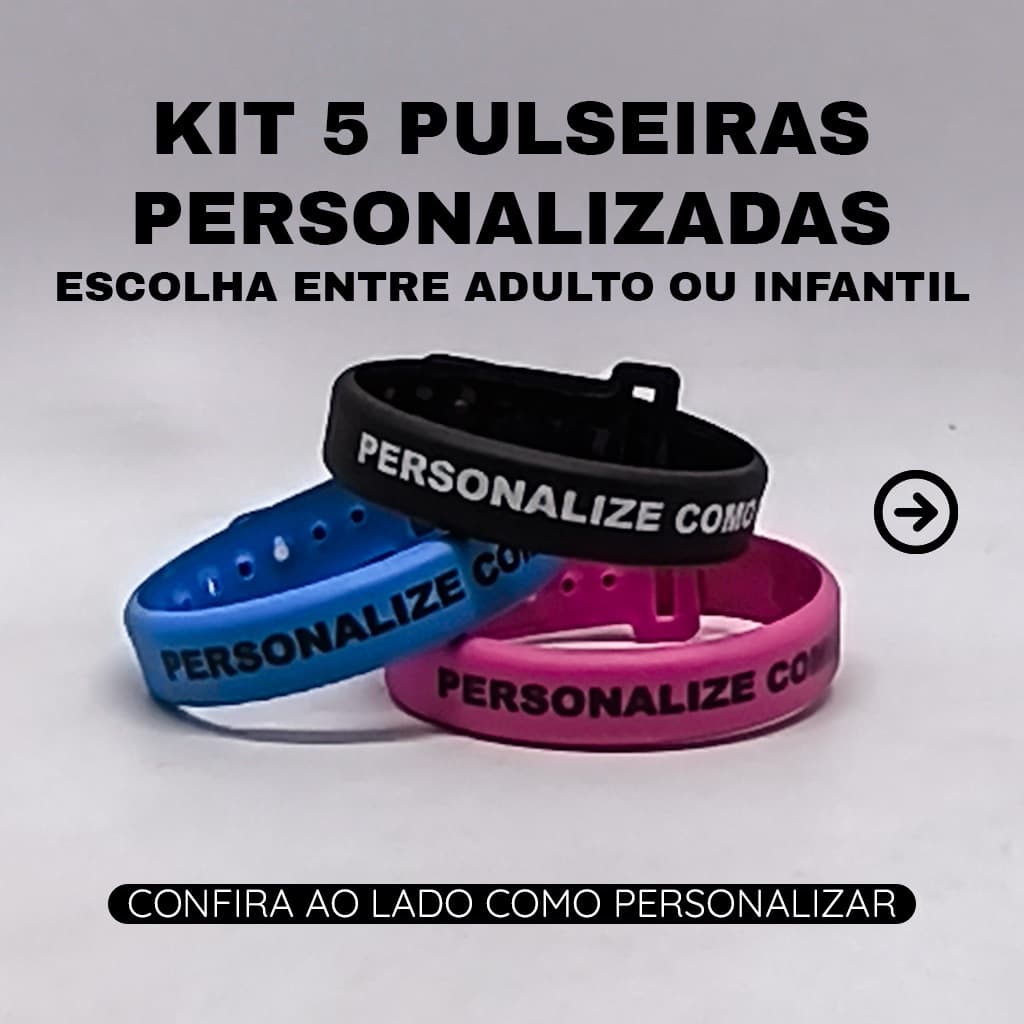 Kit 5 Pulseiras Personalizadas - Frase e Logo - Ajustável