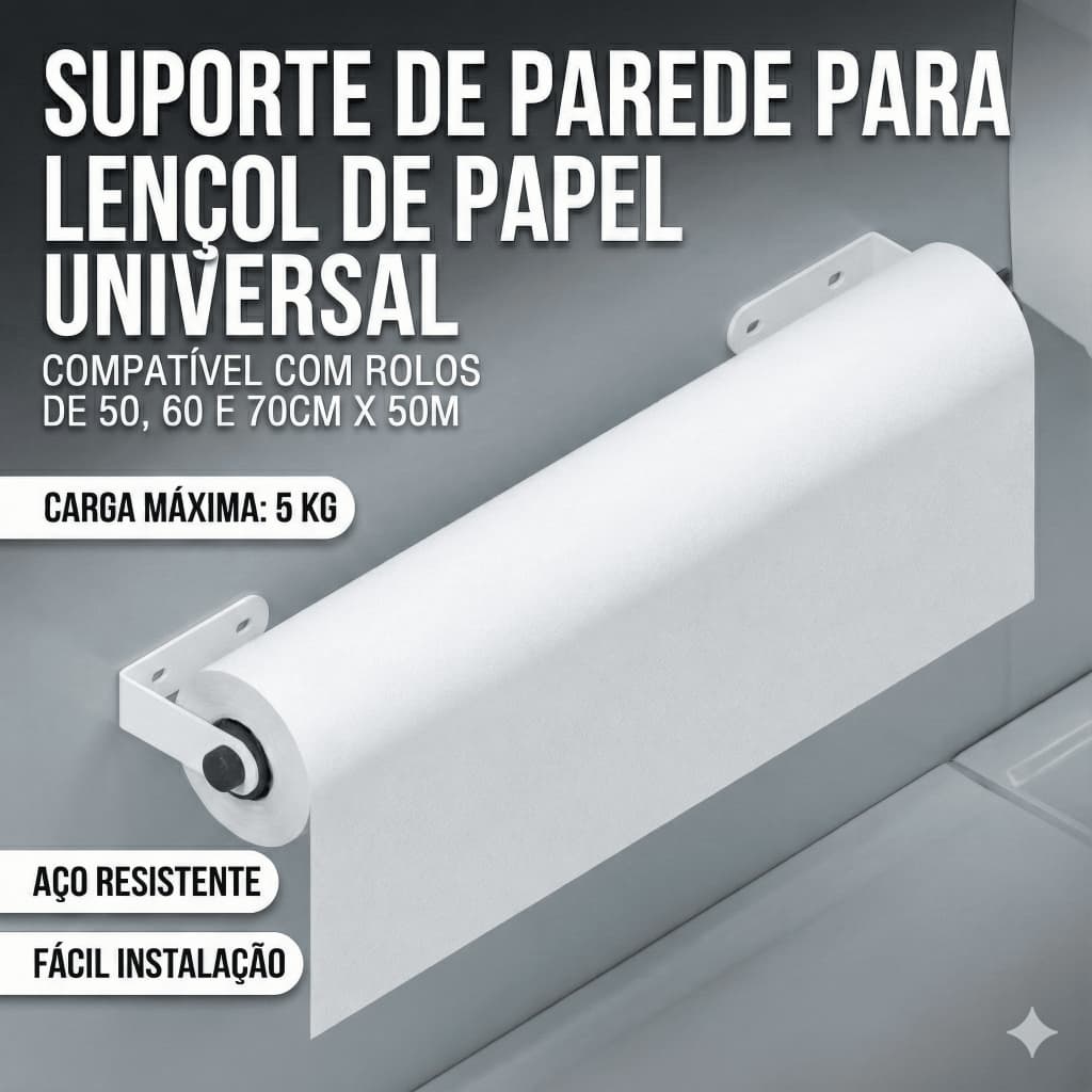 SUPORTE DE PAREDE PARA BOBINA DE KRAFT OU STRECH LENÇOL DE PAPEL ENTRE OUTRO IDEIAL PARA EMBALAGEM - UNIVERSAL