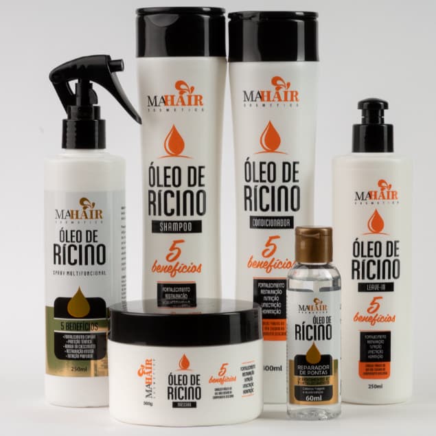 Kit Capilar Shampoo Condicionador Spray Leave-in Óleo Repardor e Máscara Óleo De Rícino - Promoção !