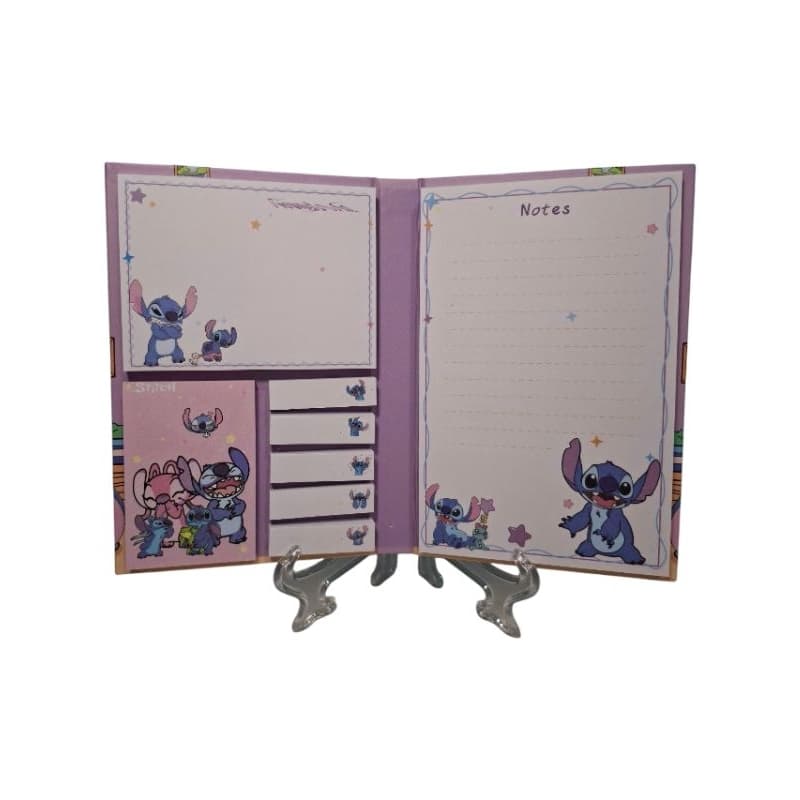 💙✨ Porta Post-it Stitch – Bloco de Anotações + Marcadores | Papelaria Kawaii Disney