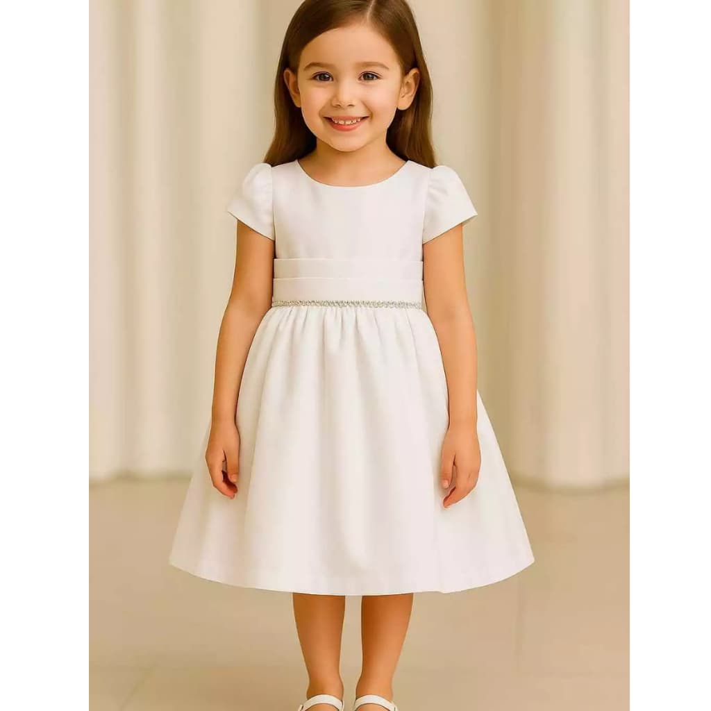 Vestido Infantil Com Cinto De Brilho Armado Princesa Festa 1 a 7 Anos - AT