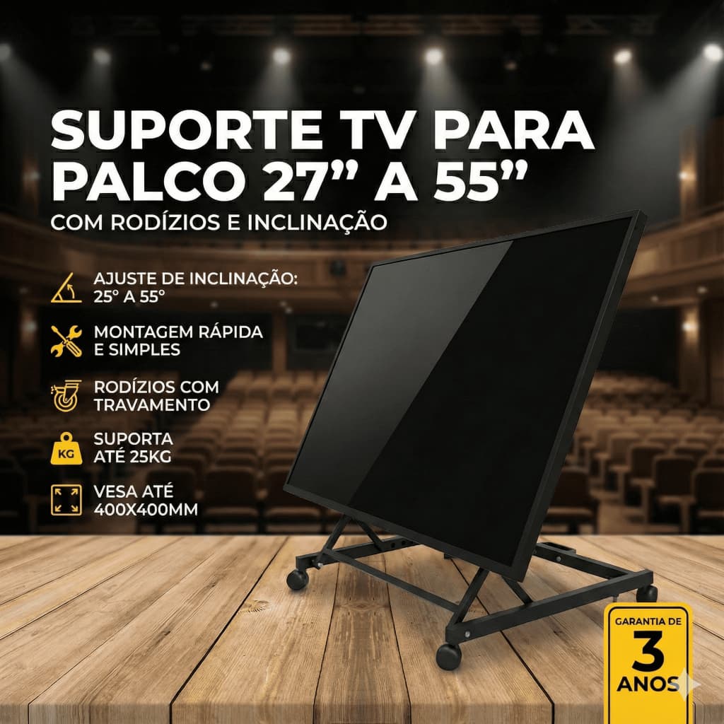 SUPORTE TV PARA PALCO 27 A 55 POLEGADAS COM RODÍZIOS