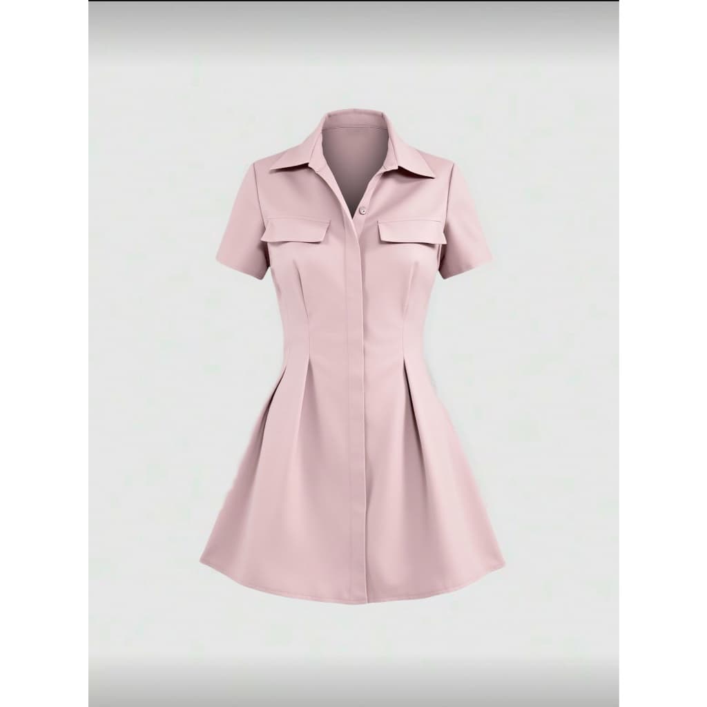 Liuhan Modas Vestido curto Dobrado Simples Casual Vestido Basica Trabalho Feminina Ombreiro Verão Elegante