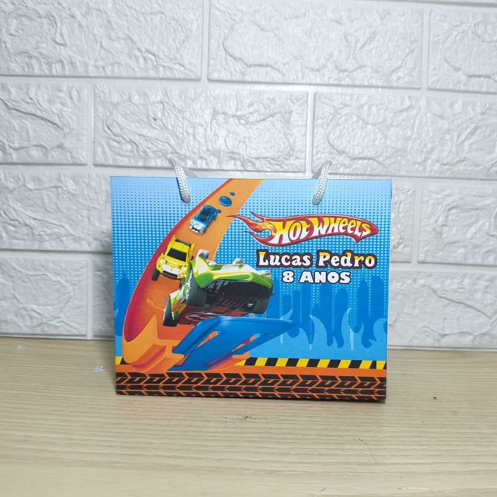 PEGUE E MONTE Sacolinha Hotweels Personalizada para Festa Lembrancinhas