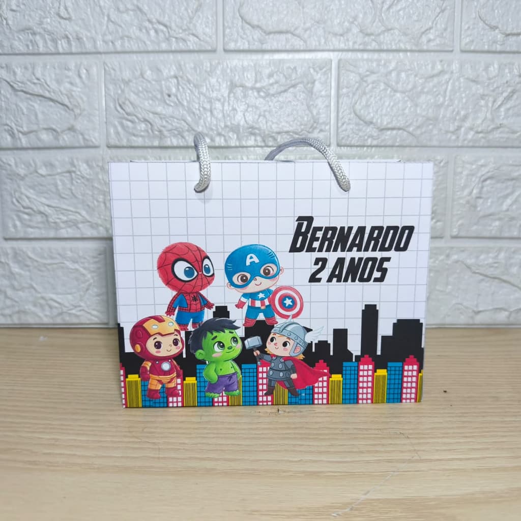 PEGUE E MONTE Sacolinha VINGADORES Personalizada para Festa Lembrancinhas
