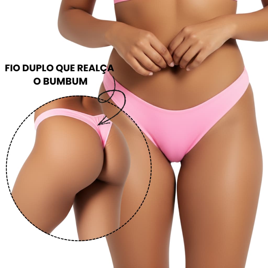 Kit com 3 ou 5 Calcinha Fio Duplo Fio Dental Levanta Bumbum Microfibra Confortável