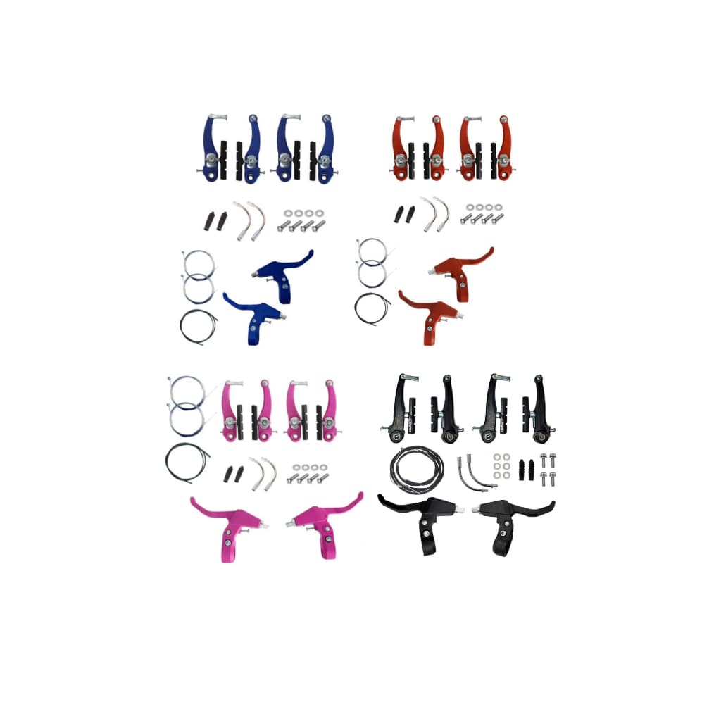 Kit Completo de Freios V-brake Nylon com Cabos e Canduites Bicicleta Aro 20 24 26