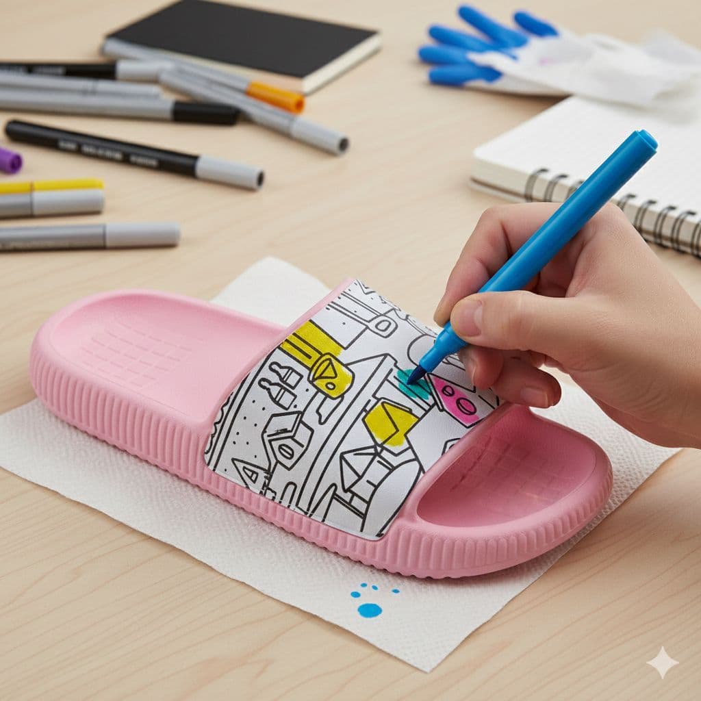 Chinelo Nuvem Infantil Antiderrapante Personalizado Desenhos Colorir Confortável Promoção Pintura