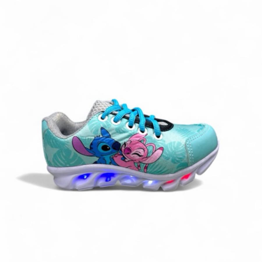 Tênis Infantil Led Stitch Preto Menina Macio Leve Luzinha Colorida Lançamento