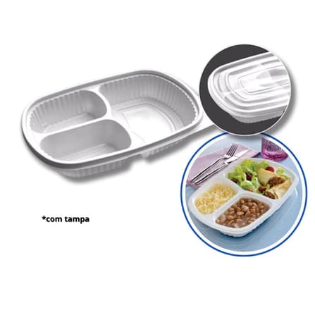 Embalagem 3 Divisórias c/ 10 Unidades 900ml - Freezer e Microondas Fitnees    REF. G331