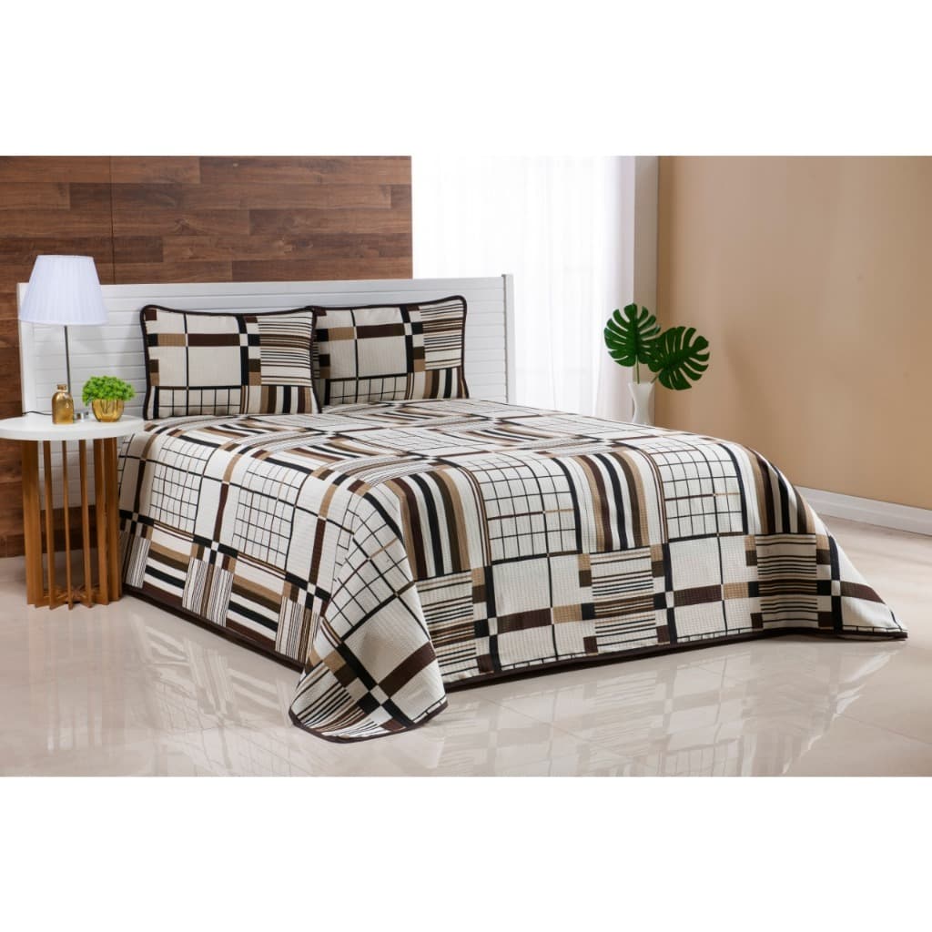 Kit 3 Peças Colcha Cobre Leito Piquet King  2,80 x 2,50m - Lindas Estampas