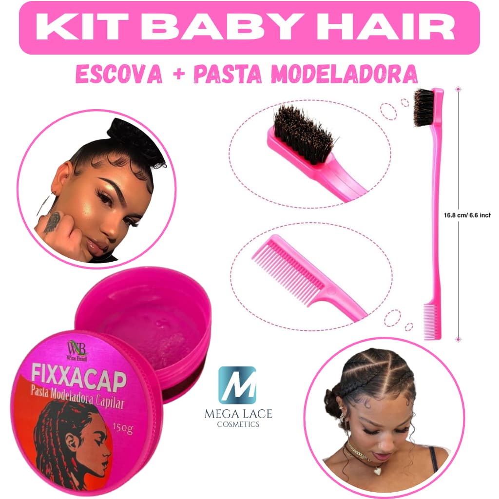 Kit Escovinha Baby Hair + Pasta Modeladora FIXXACAP 150g