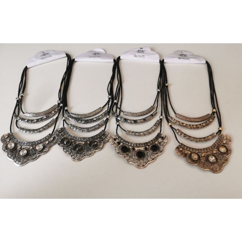 💎 Colar Feminino Luxo Multi Camadas Metal Trabalhado Edição Étnico Premium Camadas Elegantes Textura Artesanais C65070-6