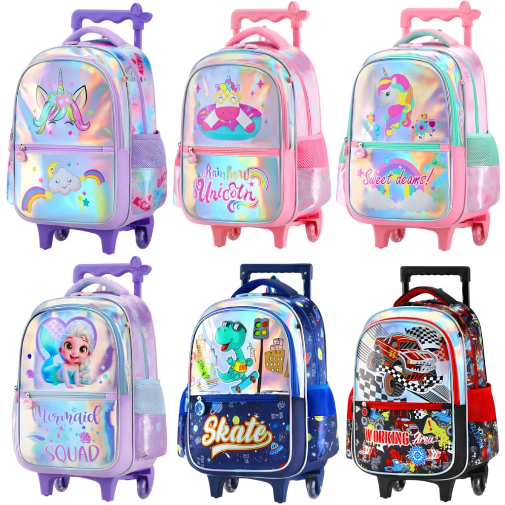 Mochila Infantil Com Rodinha 4D Masculina Feminina Escolar Juvenil Reforçada Qualidade Premium