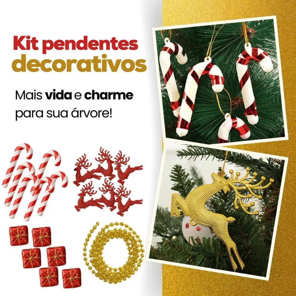 Conjunto Pendente Enfeite Natalino 19 e 24 Peças Enfeite Natalino Árvore de Natal