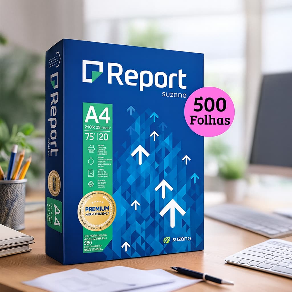 Sulfit Papel A4 Resma com  500Folhas 75g Report Suzano 210mm x 297mm Para Impressoras Não Borra