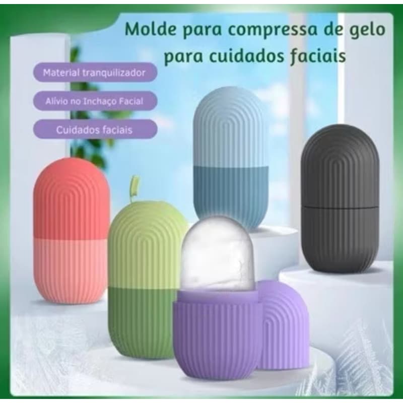 Rolo Facial De Gelo Massagem Silicone Cuidado Com A Pele Rosto Corpo Acalma Pronta Entrega