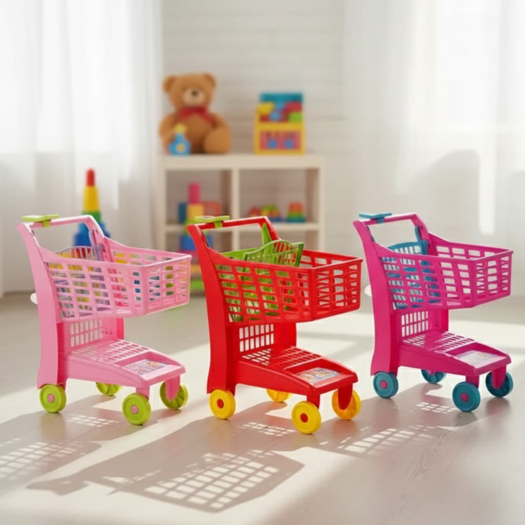 Carrinho de Mercado Brinquedo Infantil Supermercado Menino ou Menina Rosa Vermelho Magic Toys