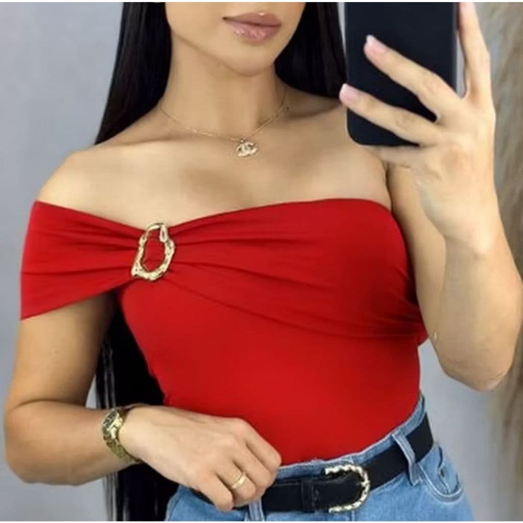 Body Feminino Um Ombro Só Fivela Orgânica Elegante Suplex