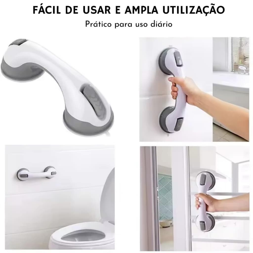 Barra De Apoio com Ventosa Suporte Banheiro Portátil Idosos Deficiente