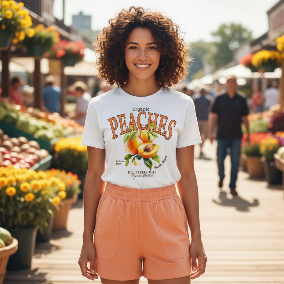 Camiseta Básica Feminina Frutas T-Shirt Gola Redonda Blusa 100% Algodão Tendência