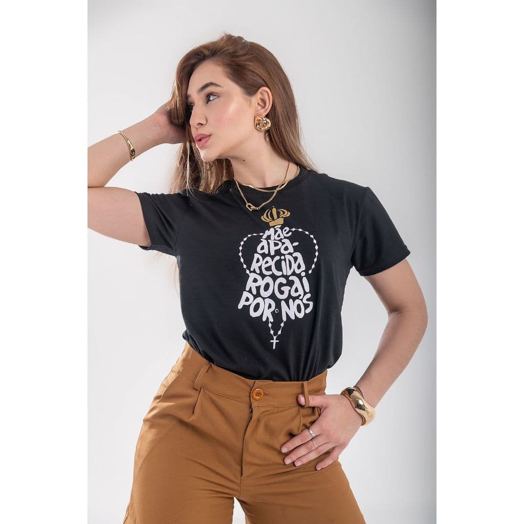 T-shirt Feminina Estampa Nossa Senhora em Algodão Premium – Moda Catolica
