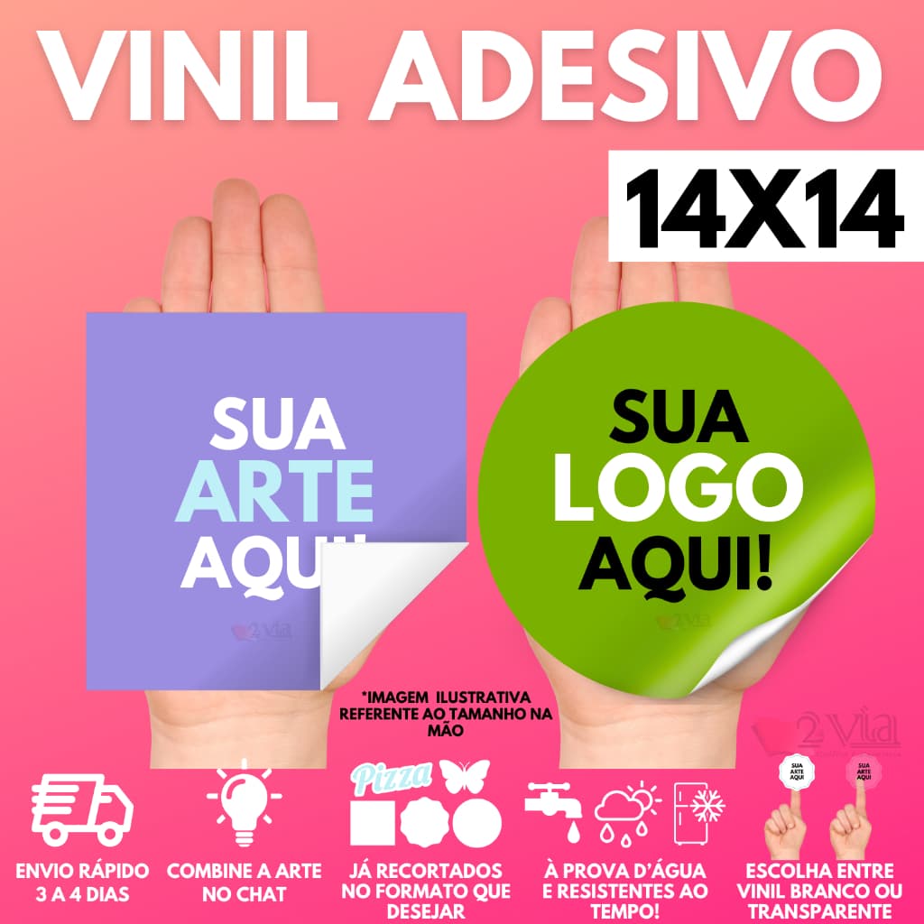 Etiquetas Adesivas 14x14 cm Personalizadas em Vinil à Prova D'água | Rótulos Adesivos Personalizados