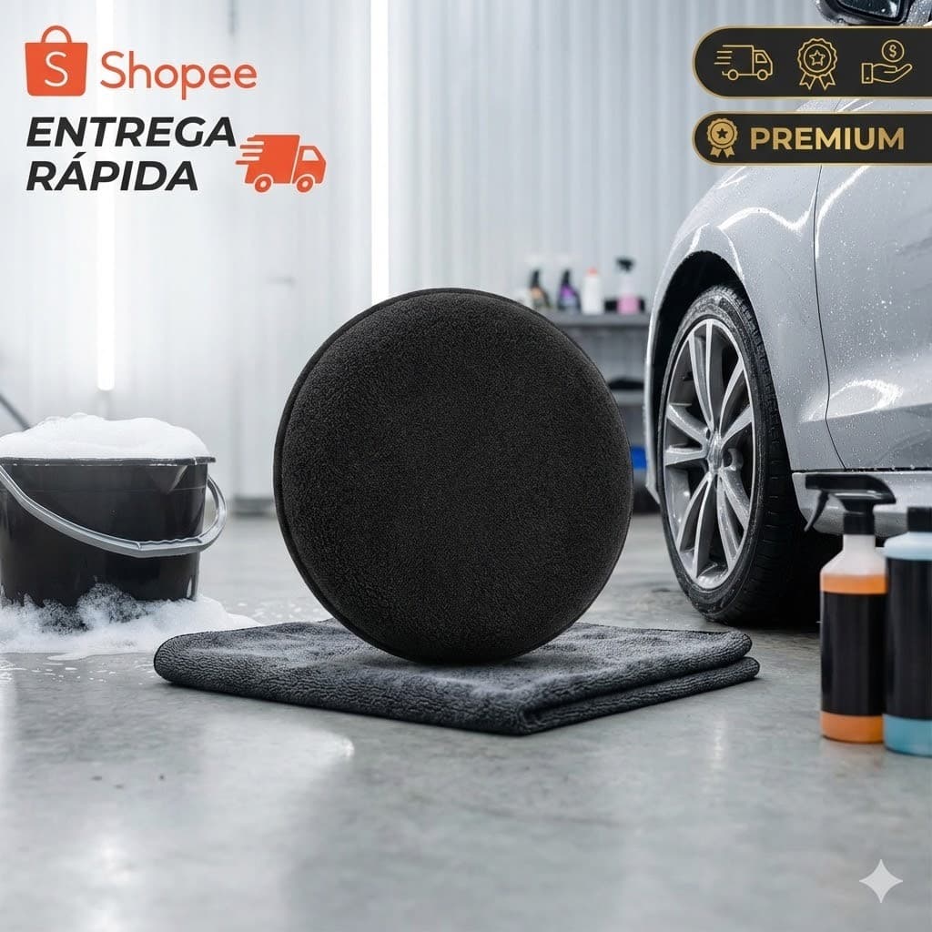 Aplicador de Espuma Automotivo profissional Preto Redondo Não Risco Pintura