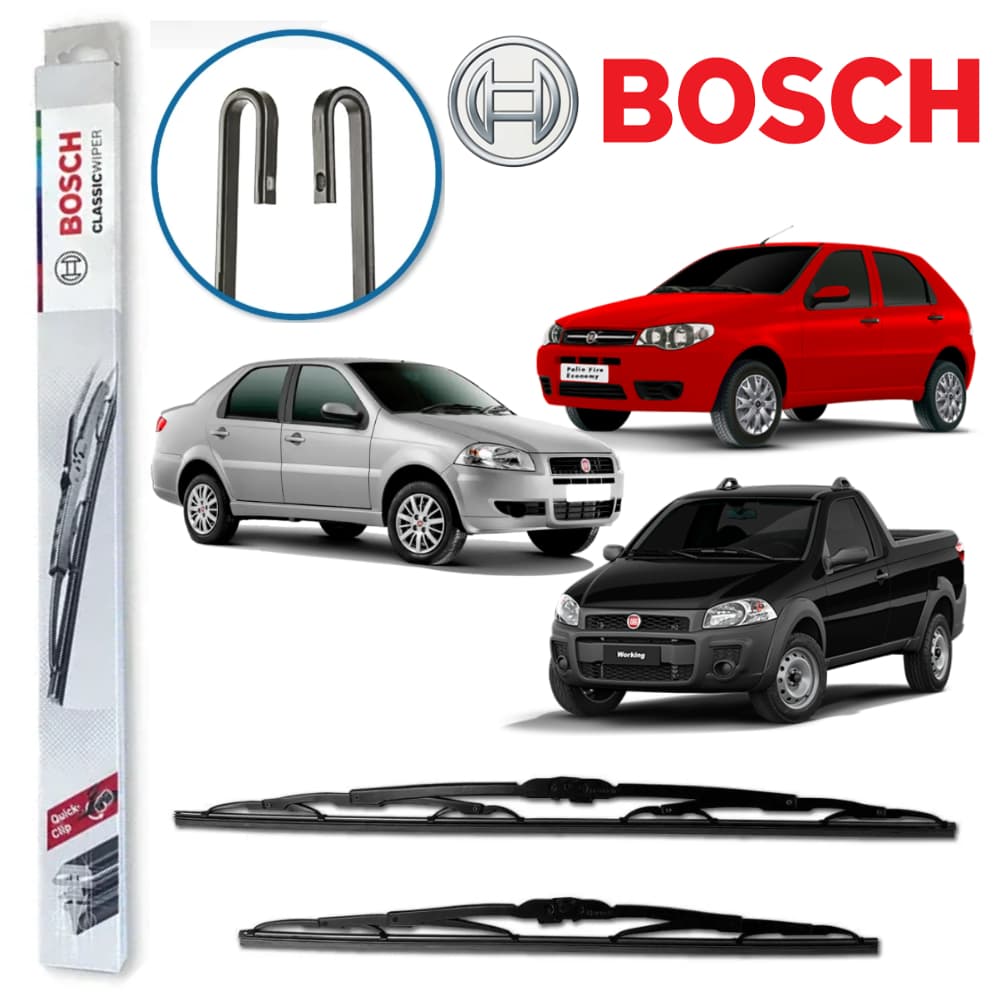 Par Palheta Limpador Parabrisa Palio 1996 a 2017 Siena Strada Doblo Palio Weekend Fiat Fire BOSCH