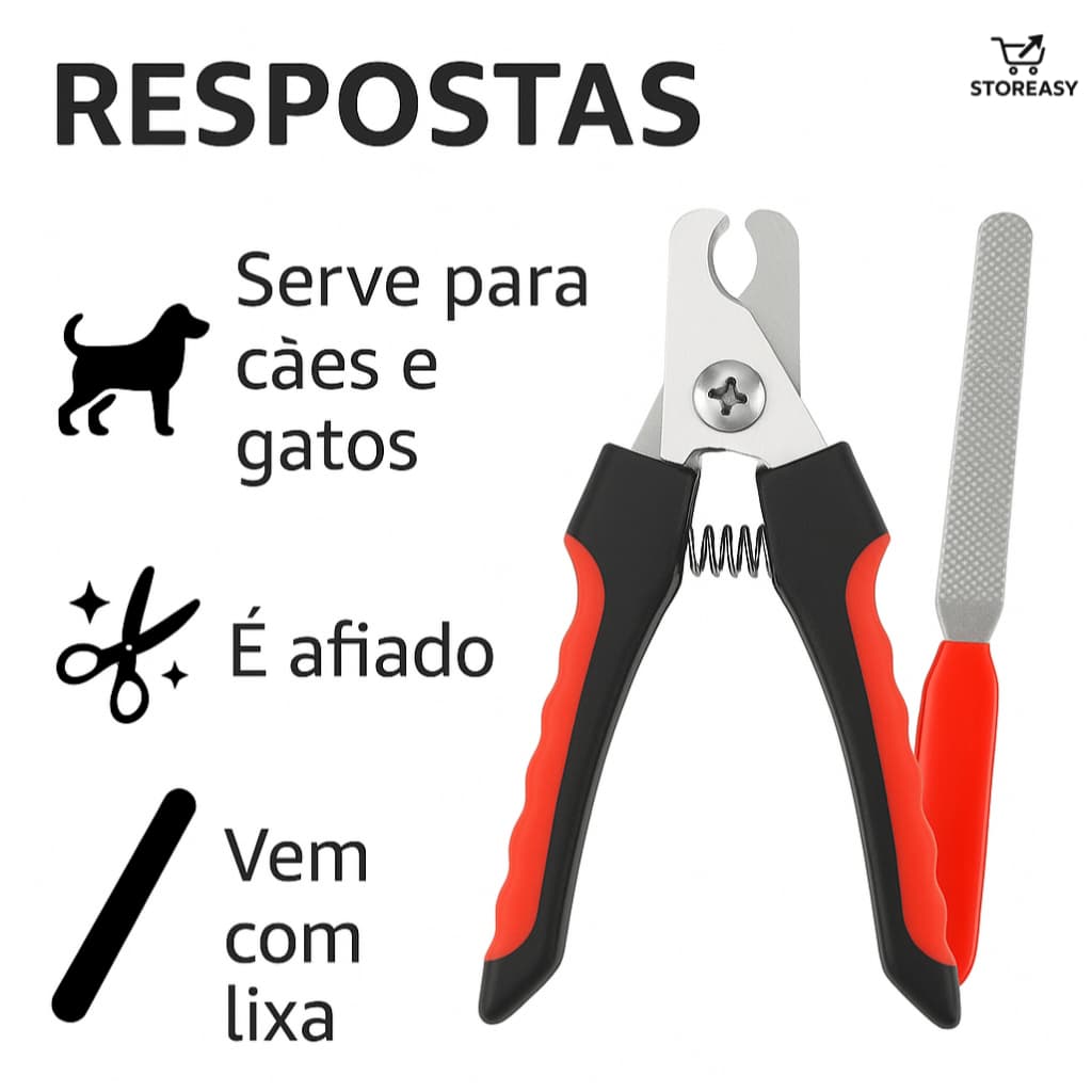 Kit Alicate Cortador + Lixa De Unha Para Gatos E Cães Grande Porte Pet Cachorro Gato Higiene