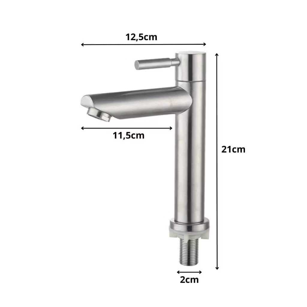 Torneira Banheiro Lavabo Água Fria Aço Inox Bancada Elegante