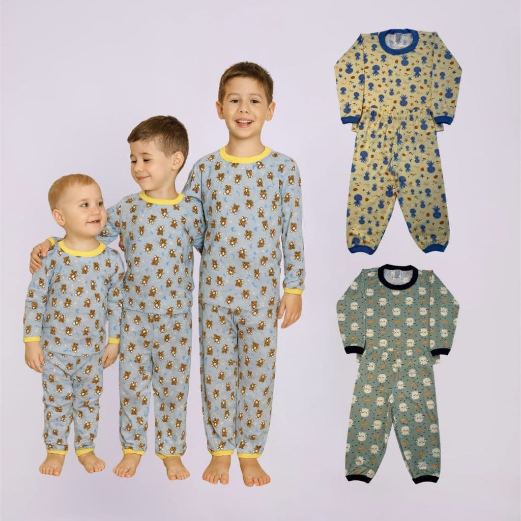 Conjunto Pijama Infantil Menino Masculino Manga Longa Com Calça Suede 1 ao 8 anos