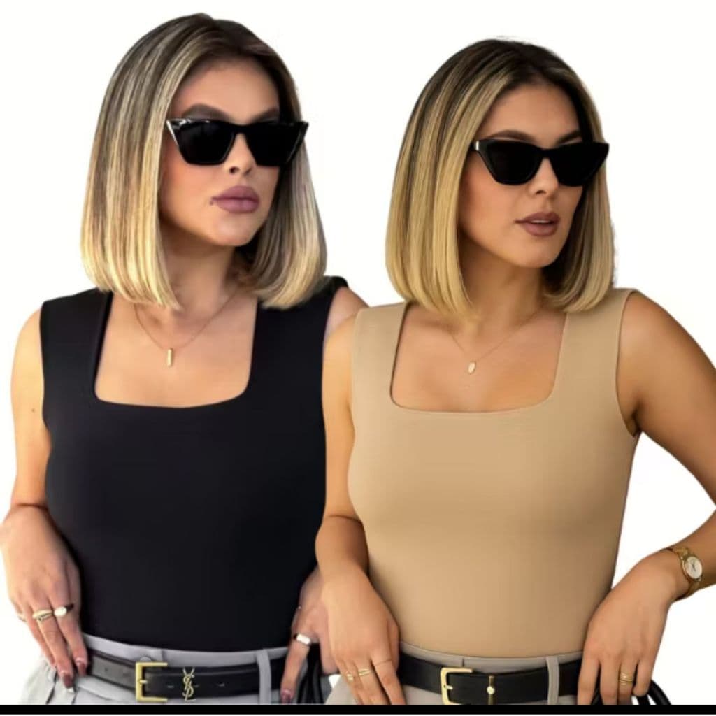 Kit 2 Regata Feminina Suplex Básica Blusinha Lisa Decode Quadrado Lançamento Verão Top Envio em 24H