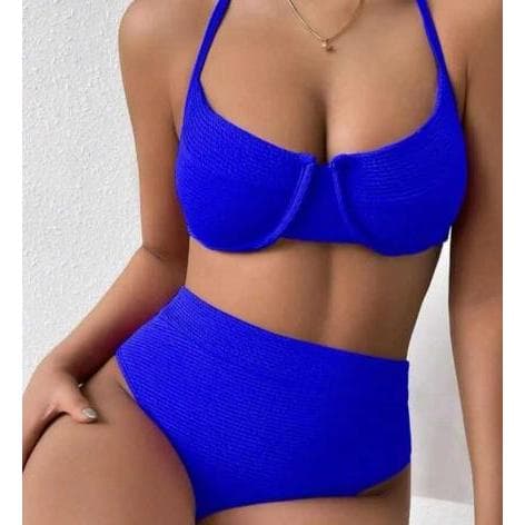 Biquini Canelado Cintura Alta Decote Frontal Hot Pants Promoção