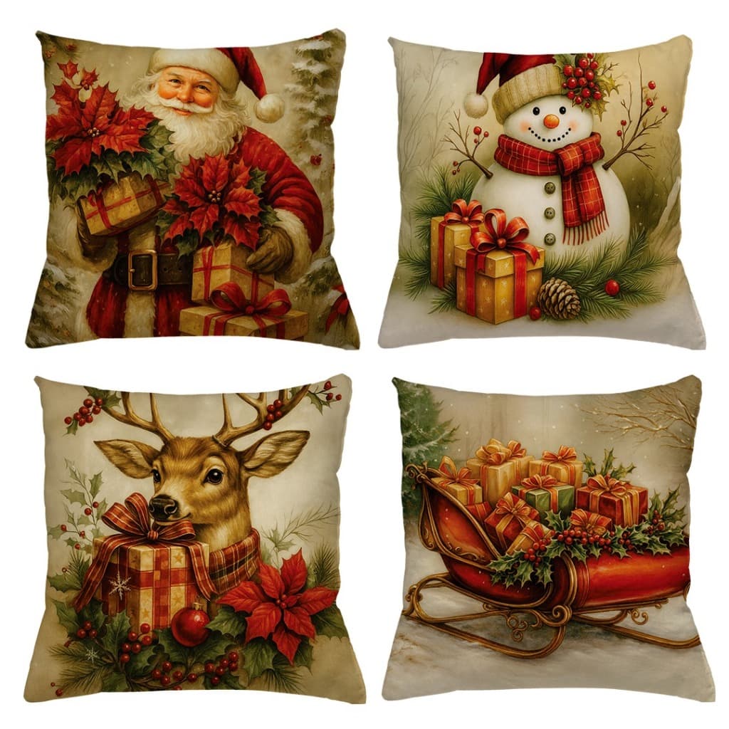 KIT LINDAS CAPAS ALMOFADAS DE NATAL 4 CAPAS ESTAMPAS SUBLIMÇÃO.ENVIO IMEDIATO. PAPAI  NOEL.