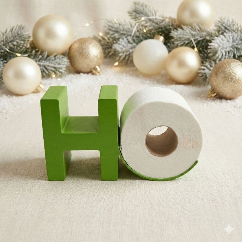 Porta Papel Higiênico Natalino “HO HO HO” – Decoração Criativa de Banheiro | Presente de Natal Divertido