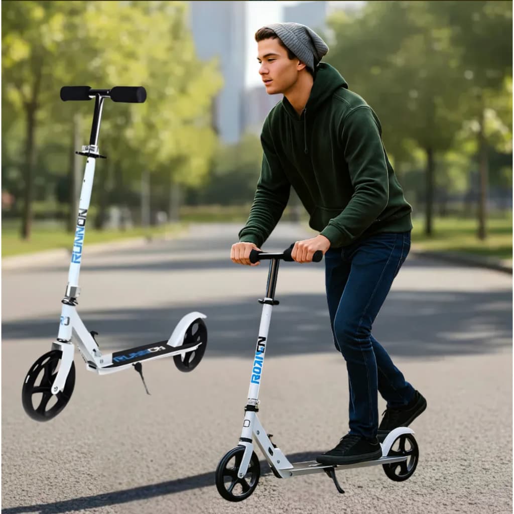 Patinete Runon Com Suporte De Parada Branco Até 90kg Unissex