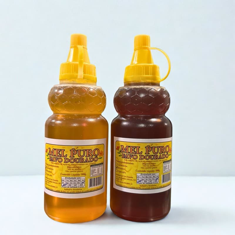 Kit Mel Puro em Bisnaga 500g – Laranjeira + Silvestre 🐝 Praticidade, sabor e saúde em cada gota!