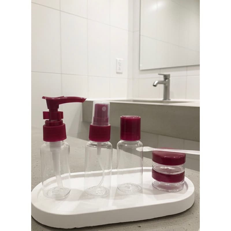 Kit 5 Utensílios Para Viagem Frascos Transparente Multiuso Creme Cosméticos Creme Cores Aleatórias