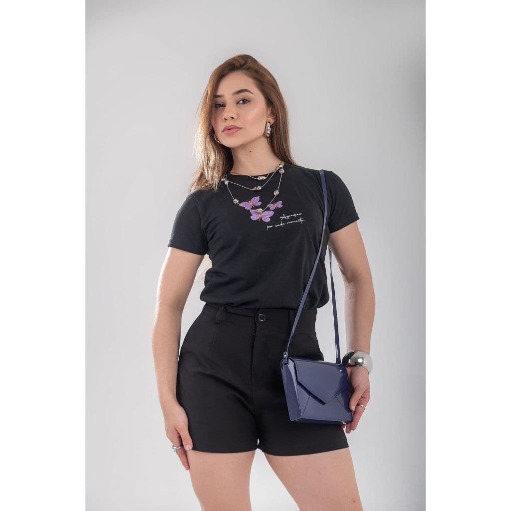 Blusa bordada moda feminina. Borboletas , Algodão de alta qualidade