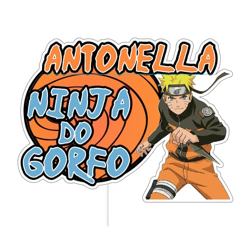 Topo Topper de Bolo Naruto Ninka Do Gorfo Personalizado Nome Idade