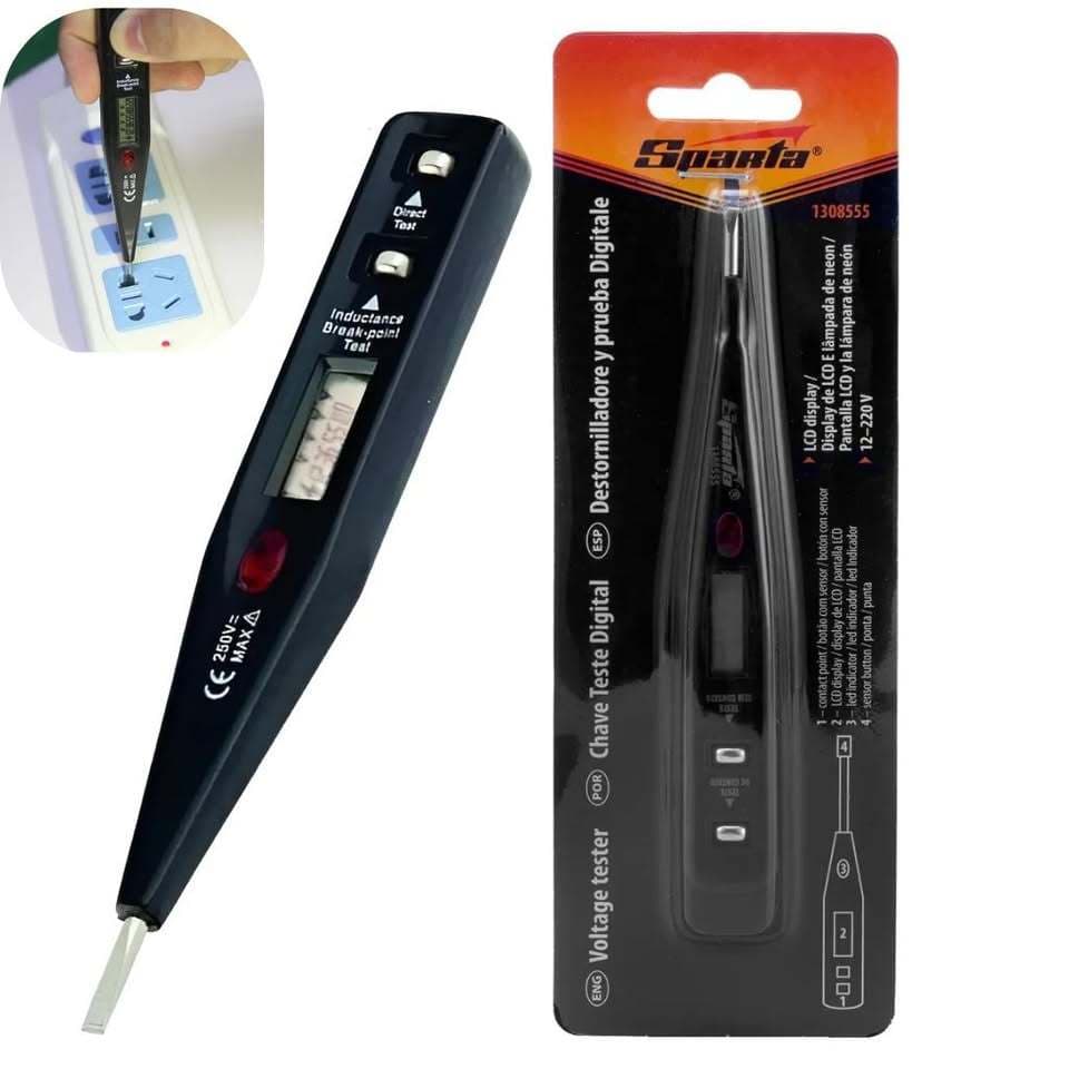 Chave Teste Caneta Detectora de Tensão Corrente Elétrica 12v a 220v Sparta