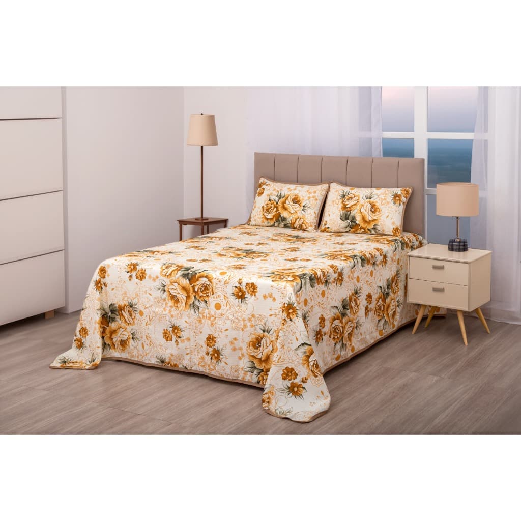 Kit 3 Peças Colcha Cobre Leito Piquet Casal Queen  2,60 x 2,50m - Lindas Estampas