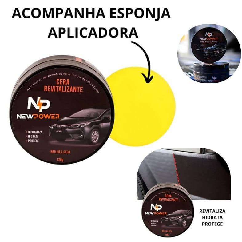 Kit Cera Revitalizadora de Plástico Couro Borracha com Espuma de aplicação