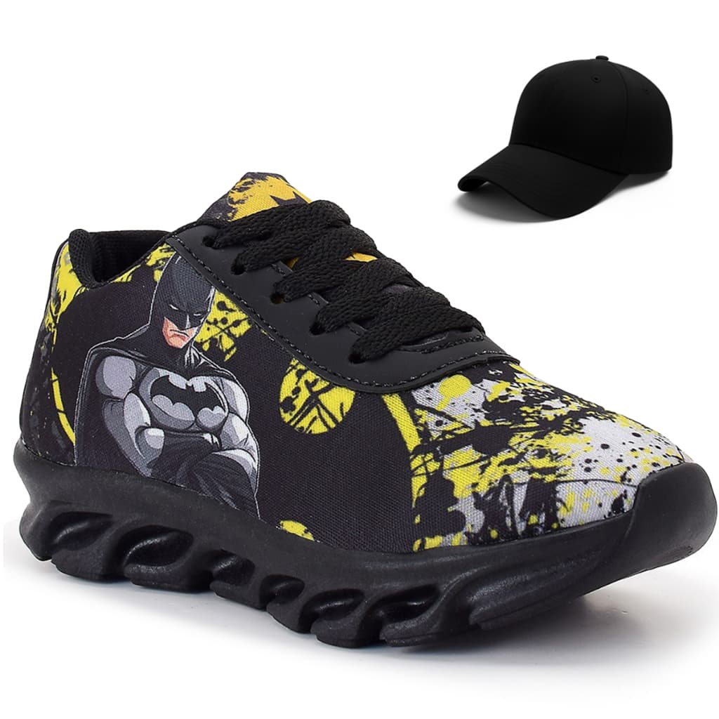 Kit Tênis Infantil Batman Menino Casual + Boné Henry Kids