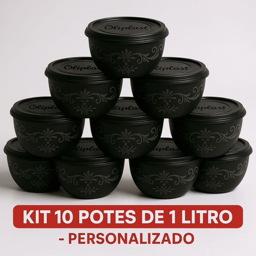 KIT 10 BOWL  1 LITRO HERMETICOS FREEZER E MICROONDAS