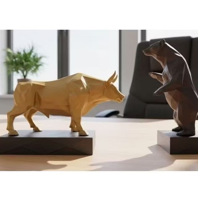 Estátuas Decorativas Touro e Urso em Estilo Geométrico – Esculturas Modernas 20 cm