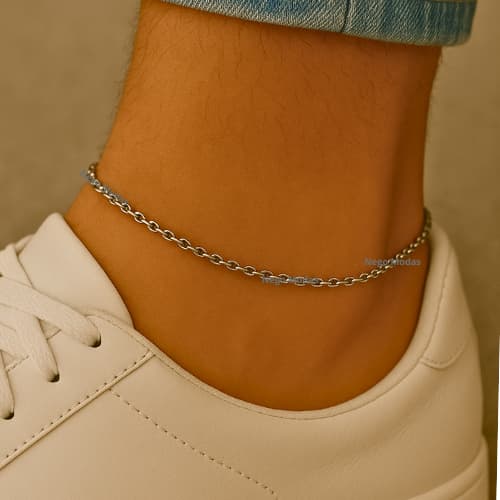Tornozeleira Masculino em Aço Inox Lisa Sem Pingente Basico